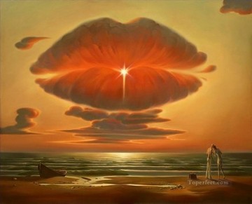 Abstract and Decorative Painting - modern contemporary 06 surrealism lips clouds
